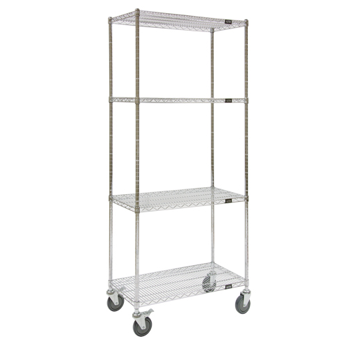 Wire Shelf Cart, Chrome Plated, 36" x 80" x 18", 800 lbs. Capacity Distribution Industrielle GC
