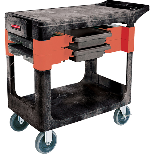 Chariots &agrave; outils d'entretien, 2 tiroirs, 38" lo x 19-1/4" la x 33-3/8" h, Noir Distribution Industrielle GC