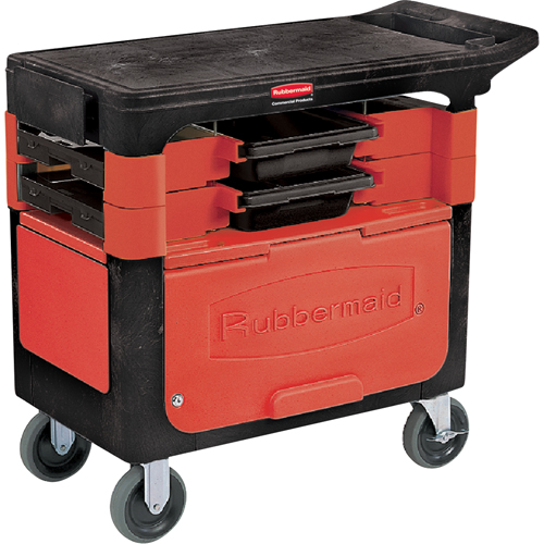 Chariots de travail Trades a/compartiment, 2 tiroirs, 38" lo x 19-1/4" la x 33-3/8" h, Noir Distribution Industrielle GC