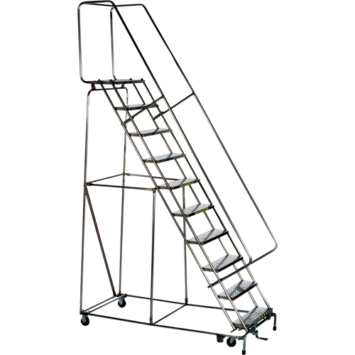 Lockstep Rolling Ladders, 12 Steps, 24" Step Width, 120" Platform Height, Stainless Steel Distribution Industrielle GC