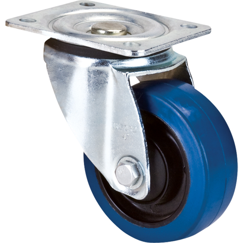 Roulette bleue, Pivotant, 4" (101,6 mm), Caoutchouc, 350 lb (158,8 kg) Distribution Industrielle GC