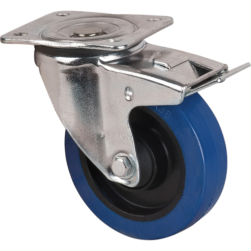 Roulette bleue, Pivotant avec frein, 5" (127 mm), Caoutchouc, 400 lb (181 kg) Distribution Industrielle GC