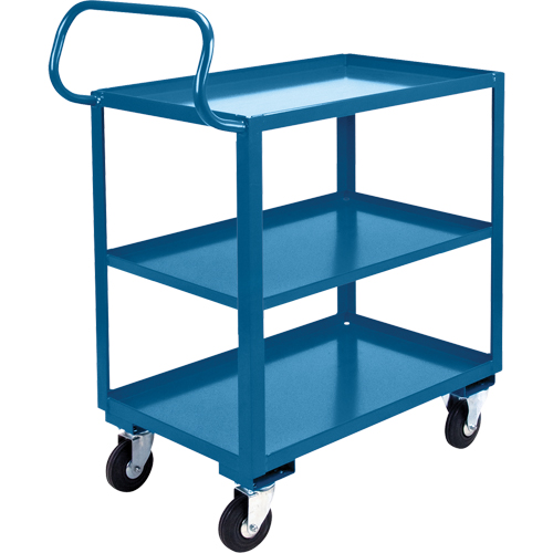 Chariot ergonomique &agrave; tablettes, 800 lb Capacit&eacute;, Acier, 26" la x 37" ha x 38" p, Bordure vers le haut Distribution Industrielle GC