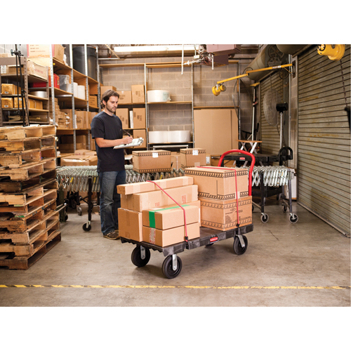 Chariot &agrave; plateforme robuste, 60" lo x 30" la, 2000 lb cap, Roues Caoutchouc Distribution Industrielle GC