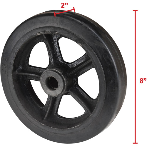 Mold-On Rubber Wheel, 8" (203 mm) Dia. x 2" (51 mm) W, 400 lbs. (181 kg.) Capacity Distribution Industrielle GC