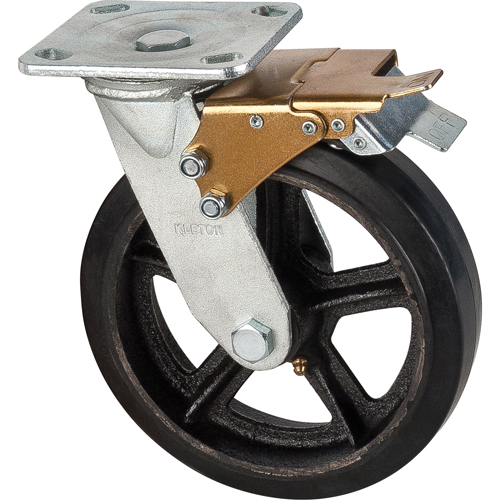 Roulette moul&eacute;, Pivotant avec frein, 8" (203,2 mm), Caoutchouc, 660 lb (299 kg) Distribution Industrielle GC
