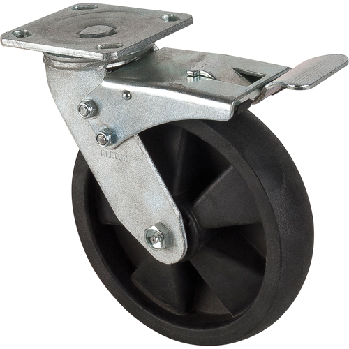 Roulettes haute temp&eacute;rature, Pivotant avec frein, 8" (203,2 mm), Nylon, 1000 lb (453 kg) Distribution Industrielle GC