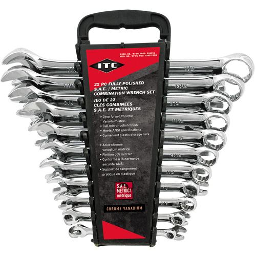 ICWP-22SM Wrench Set, Combination, 22 Pieces, Imperial and Metric Distribution Industrielle GC