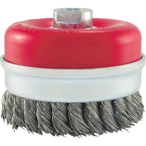 Brosse boisseau &agrave; fils li&eacute;s et nou&eacute;s, 4" dia. x 5/8"-11 arbre Distribution Industrielle GC