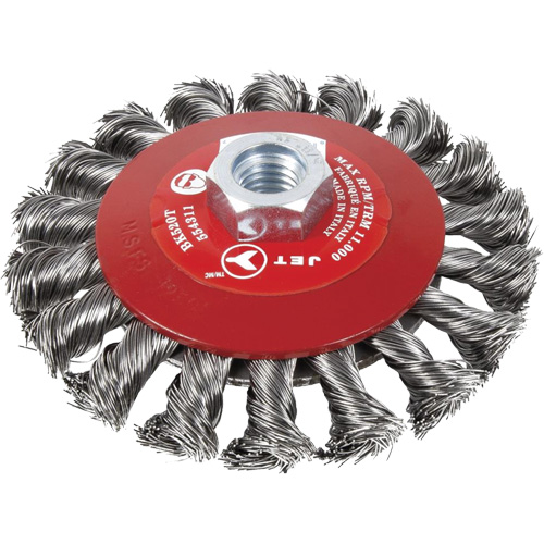Knot Twisted Conical Bevel Brush, 6" Dia., 0.02" Fill, 5/8"-11 Arbor, Steel Distribution Industrielle GC