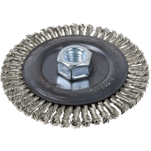Brosse pour cordon de soudure, Dia. 4", Fils 0,022", Arbre 5/8"-11, Acier inoxydable Distribution Industrielle GC