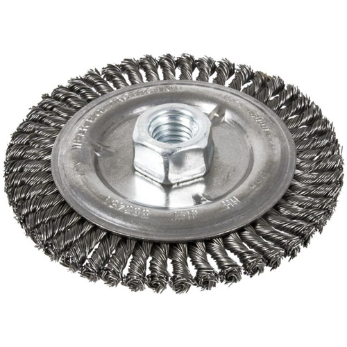 Brosse pour cordon de soudure, Dia. 6", Fils 0,022", Arbre 5/8"-11, Acier Distribution Industrielle GC