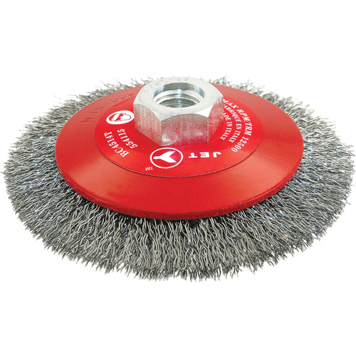 Brosse conique biseaut&eacute;e &agrave; fils sertis, haute performance, Dia. 4-1/2", Fils 0,014", Arbre 5/8"-11, Acier Distribution Industrielle GC
