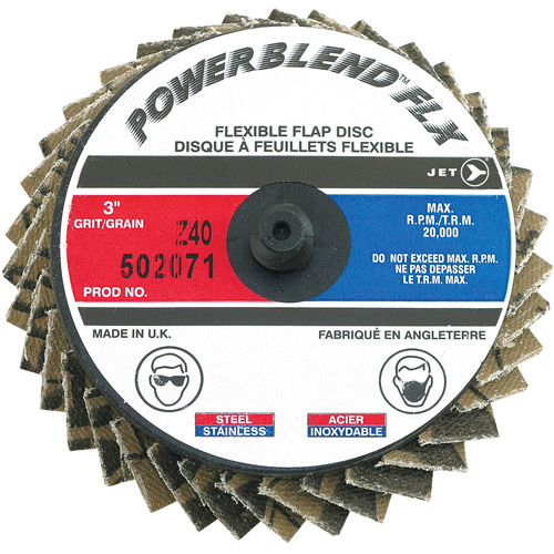 Disque &agrave; lamelles &agrave; rouler Powerblend FLX, 3" x Type R, Grain Z40, Alumine de zirconium Distribution Industrielle GC