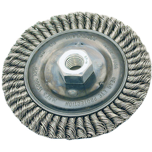 Brosse pour cordon de soudure, Dia. 4", Fils 0,022", Arbre 5/8"-11, Acier Distribution Industrielle GC