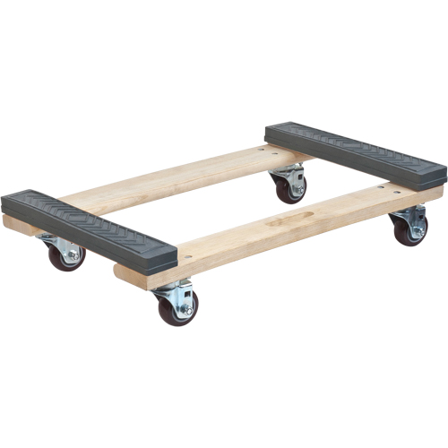 Rubber Ends Hardwood Dolly, Wood Frame, 18" W x 24" D x 7" H, 900 lbs. Capacity Distribution Industrielle GC