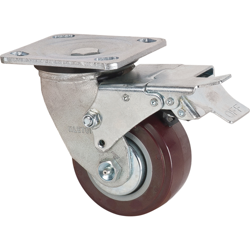 Caster, Swivel with Brake, 4" (101.6 mm), Polyurethane, 550 lbs. (249.5 kg.) Distribution Industrielle GC