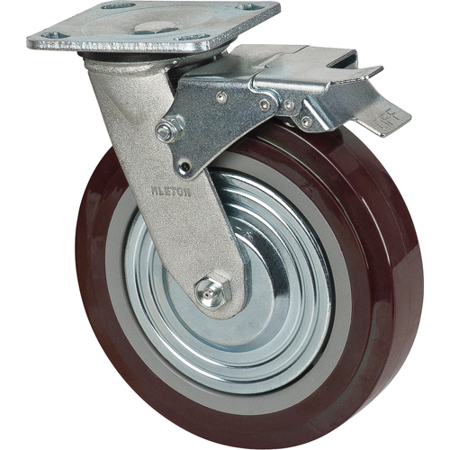 Roulette, Pivotant avec frein, 8" (203,2 mm), Polyur&eacute;thane, 1000 lb (453,6 kg) Distribution Industrielle GC