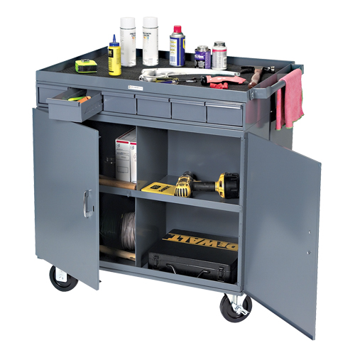 Heavy-Duty Two-Sided Mobile Work Station, 1200 lbs. Capacity, Steel, 34" x W, 34" x H, 24" D, All-Welded, 6 Drawers Distribution Industrielle GC