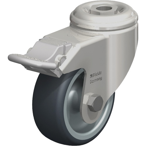 Stainless Steel Thermoplastic Elastomer Caster, Swivel with Brake, 3-1/8" (79.5 mm) Dia., 220 lbs. (100 kg.) Capacity Distribution Industrielle GC