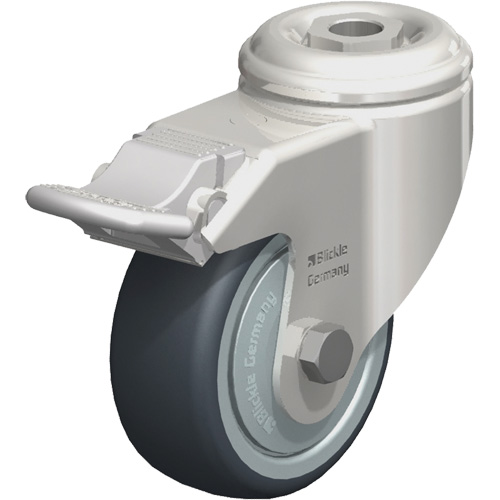 Stainless Steel Thermoplastic Elastomer Caster, Swivel with Brake, 3-1/8" (79.5 mm) Dia., 220 lbs. (100 kg.) Capacity Distribution Industrielle GC