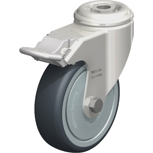 Roulette en &eacute;lastom&egrave;re thermoplastique acier inoxydable, Pivotant avec frein, Diam&egrave;tre 4" (102 mm), Capacit&eacute; 240 lb (108 kg) Distribution Industrielle GC
