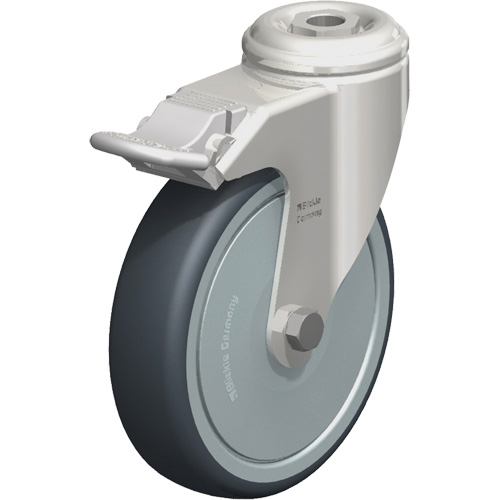 Roulette en &eacute;lastom&egrave;re thermoplastique acier inoxydable, Pivotant avec frein, Diam&egrave;tre 5" (127 mm), Capacit&eacute; 265 lb (120 kg) Distribution Industrielle GC