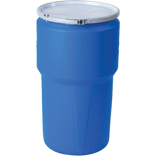 Baril emboîtable en poly&eacute;thyl&egrave;ne, 14 gal. US (11,7 gal. imp.), Dessus ouvert, Bleu Distribution Industrielle GC