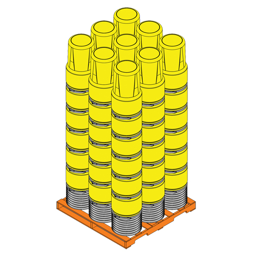 Baril emboîtable en poly&eacute;thyl&egrave;ne, 14 gal. US (11,7 gal. imp.), Dessus ouvert, Bleu Distribution Industrielle GC