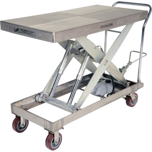 Table &eacute;l&eacute;vatrice hydraulique manuelle &agrave; ciseaux, 47" lo x 24" la, Partiellement en acier inoxydable, Capacit&eacute; 2000 lb Distribution Industrielle GC