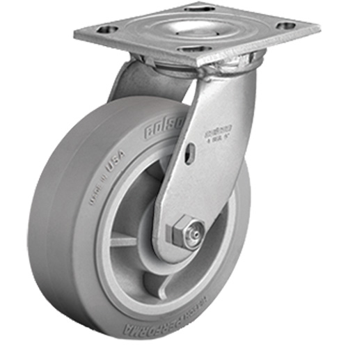 Roulette avec plaque, Pivotant, 4" (101,6 mm), Caoutchouc, 225 lb (102 kg) Distribution Industrielle GC