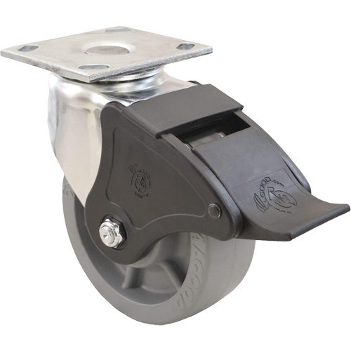 Roulette Emaxx, Pivotant avec frein, 4" (101,6 mm), Envirothane, 1000 lb (453,6 kg) Distribution Industrielle GC