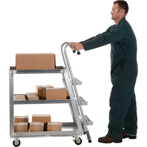 Chariot de pr&eacute;l&egrave;vement de stock, Aluminium, 21-7/8" la x 40" p, 3 tablettes, Capacit&eacute; 660 lb Distribution Industrielle GC