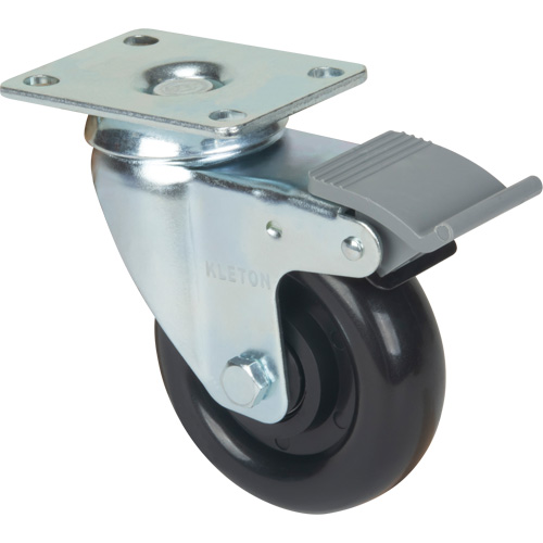 Caster, Swivel with Brake, 4" (101.6 mm), Polyolefin, 250 lbs. (113.4 kg) Distribution Industrielle GC
