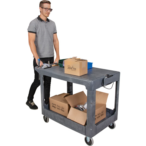 Flat-Shelf Utility Service Cart, 2 Tiers, 25-1/4" x 32-1/4" x 44", 550 lbs. Capacity Distribution Industrielle GC