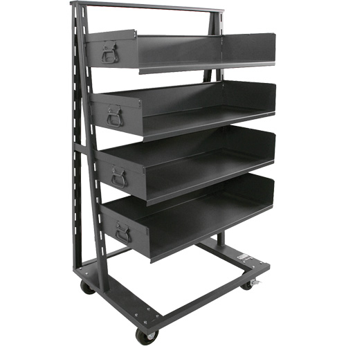 Single-Sided Heavy Duty A-Frame Cart with 4 Large Trays, 38" x 25" x 63", 2500 lbs. Capacity Distribution Industrielle GC