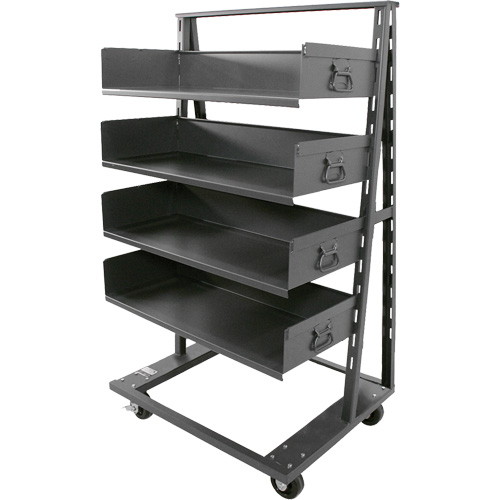 Single-Sided Heavy Duty A-Frame Cart with 4 Large Trays, 38" x 25" x 63", 2500 lbs. Capacity Distribution Industrielle GC