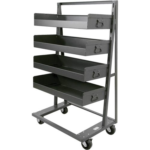 Chariot &agrave; cadre en A robuste &agrave; un c&ocirc;t&eacute; avec 4 grands plateaux &agrave; rebord, 38" x 25" x 63", Capacit&eacute; 2500 lb Distribution Industrielle GC
