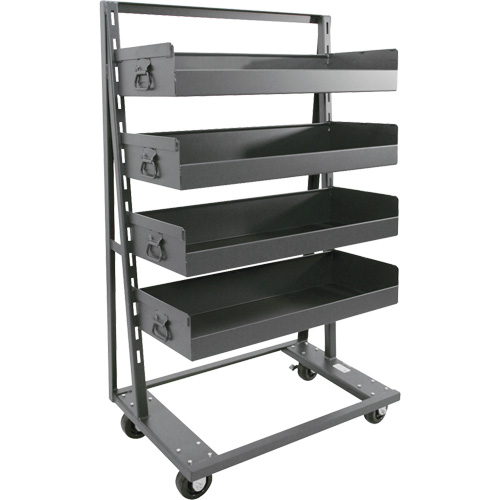 Chariot &agrave; cadre en A robuste &agrave; un c&ocirc;t&eacute; avec 4 grands plateaux &agrave; rebord, 38" x 25" x 63", Capacit&eacute; 2500 lb Distribution Industrielle GC
