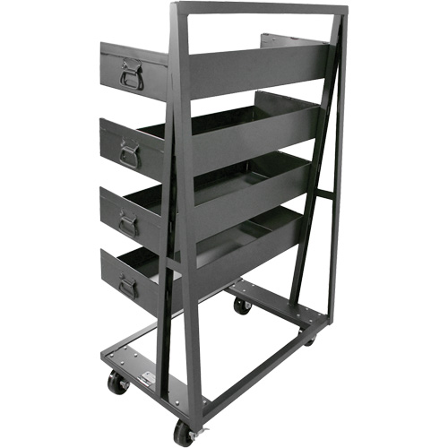 Chariot &agrave; cadre en A robuste &agrave; un c&ocirc;t&eacute; avec 4 grands plateaux &agrave; rebord, 38" x 25" x 63", Capacit&eacute; 2500 lb Distribution Industrielle GC