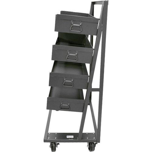 Chariot &agrave; cadre en A robuste &agrave; un c&ocirc;t&eacute; avec 4 grands plateaux &agrave; rebord, 38" x 25" x 63", Capacit&eacute; 2500 lb Distribution Industrielle GC