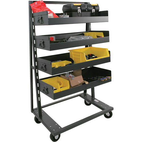 Chariot &agrave; cadre en A robuste &agrave; un c&ocirc;t&eacute; avec 4 grands plateaux &agrave; rebord, 38" x 25" x 63", Capacit&eacute; 2500 lb Distribution Industrielle GC