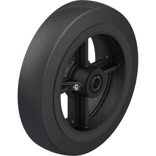 Roue en caoutchouc noir sur noyau en fonte Distribution Industrielle GC