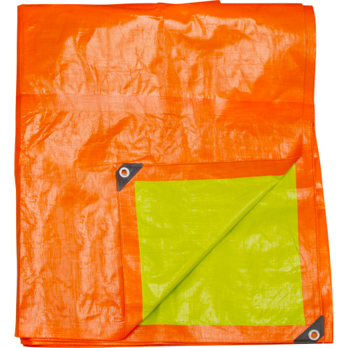 B&acirc;che tiss&eacute;e robuste haute visibilit&eacute;, Poly&eacute;thyl&egrave;ne, Vert/Orange, 16' x 20' x 12 mils Distribution Industrielle GC