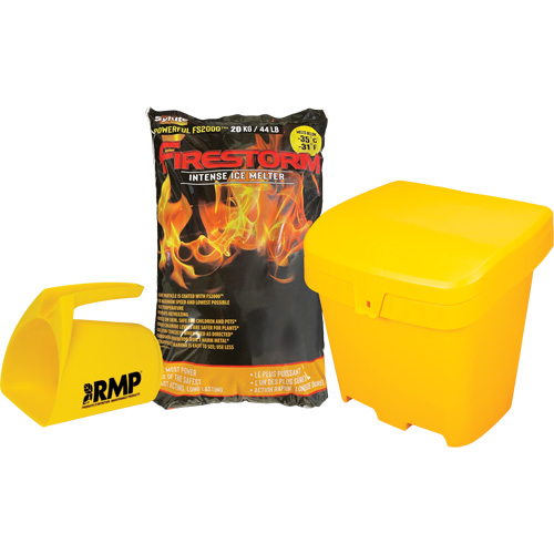 Ensemble de produit de d&eacute;glaçage intense Firestorm avec 56 sacs, Sac, 44 lb (20 kg), Point de fonte -32°C (-25°F) Distribution Industrielle GC