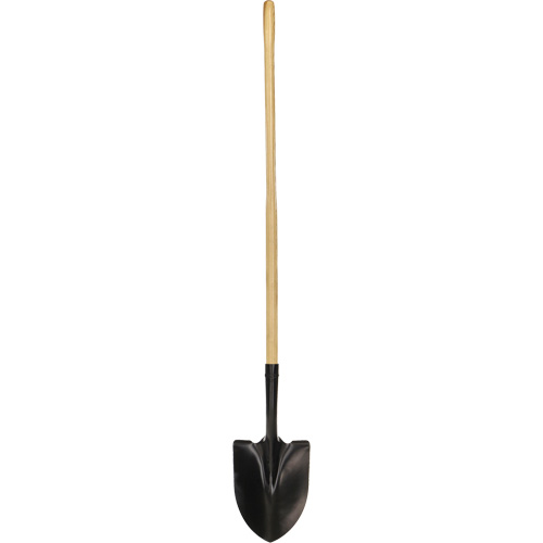 Round Point Shovel, Tempered Steel Blade, Wood, Straight Handle Distribution Industrielle GC