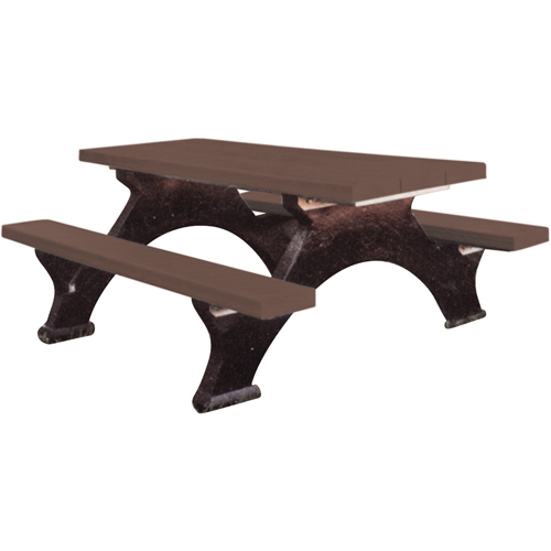 Recycled Plastic Picnic Tables, 6' L x 62-1/4" W, Brown Distribution Industrielle GC