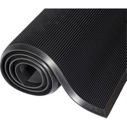 Tapis Mat-A-Dor, Caoutchouc, Grattoir Type, Motif Style pointe de doigt, 3' x 6', Noir Distribution Industrielle GC
