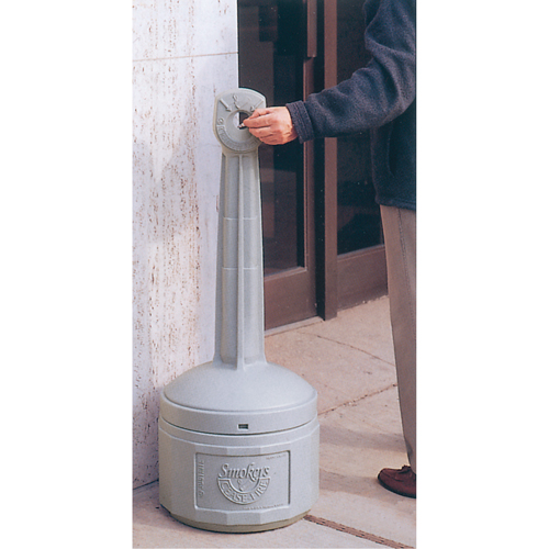 Smokers Cease-Fire&reg; Cigarette Butt Receptacle, Free-Standing, Plastic, 4 US gal. Capacity, 38-1/2" Height Distribution Industrielle GC