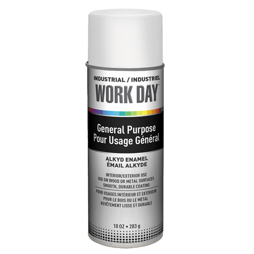 Peinture industrielle Work Day, Blanc, Brillant, 10 oz, Canette a&eacute;rosol Distribution Industrielle GC
